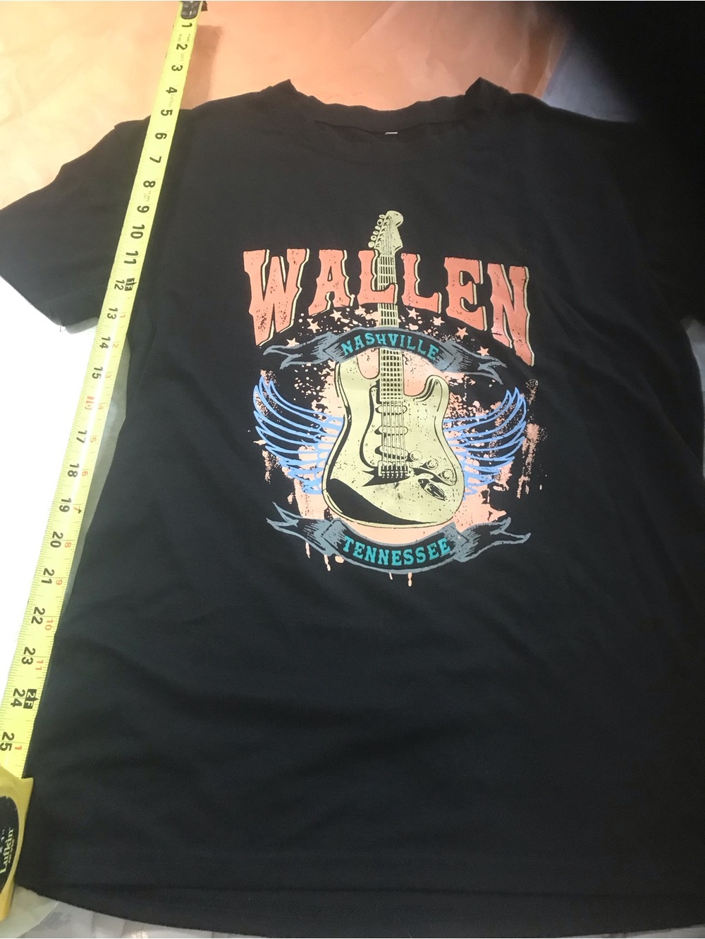 Wallen Nashville Tennessee Graphic Tee - Black with Multicolor Guitar Print